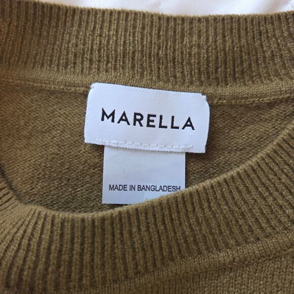 Marella Wool Short Sleeve Sweater Olive Green sz S Crewneck Loose-fit Boxy - Picture 3 of 12